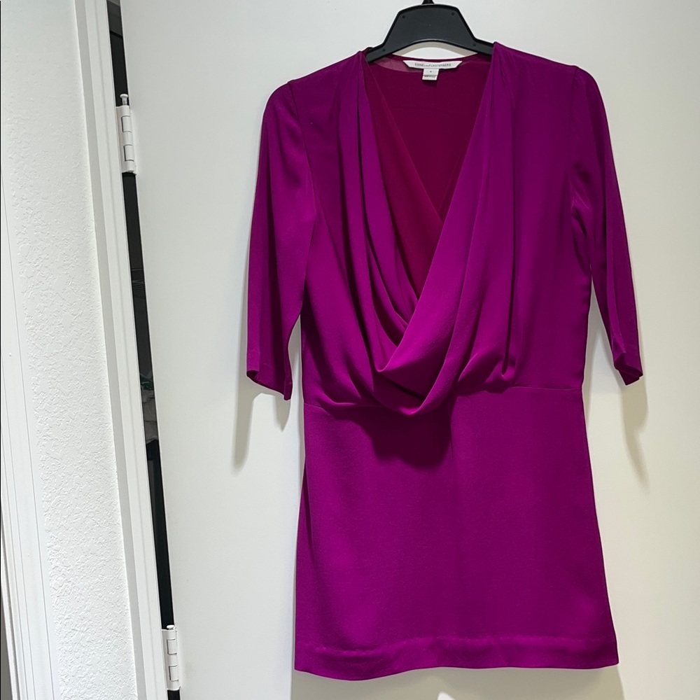 Diane Von Furstenberg Purple Faux Wrap Front Silk Mini Woman’s Dress Size 6